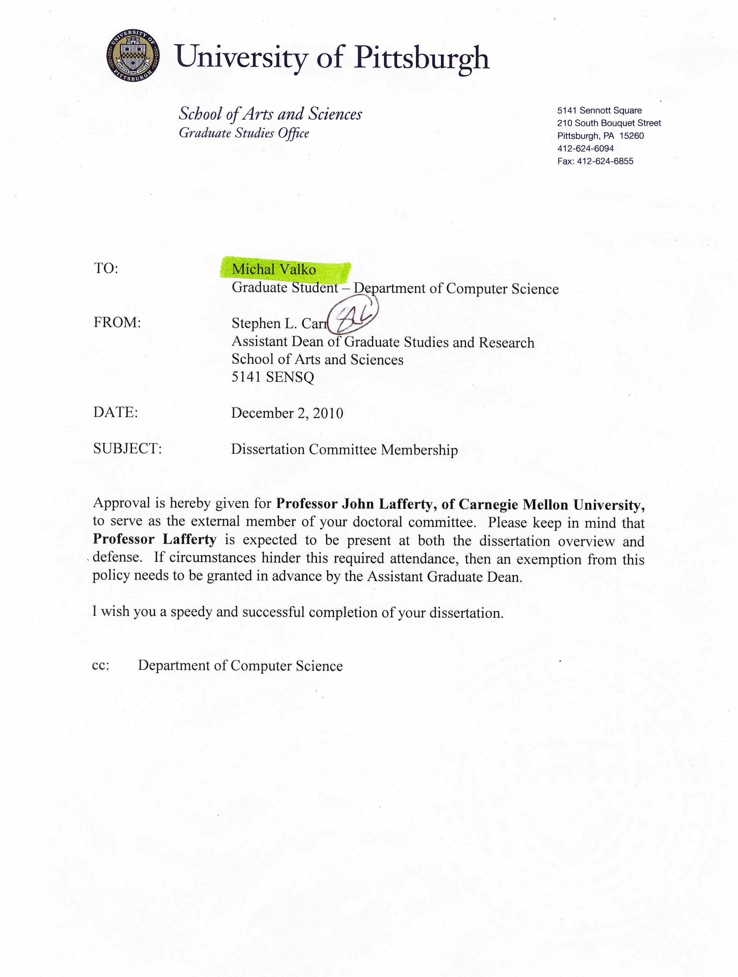 External committee member